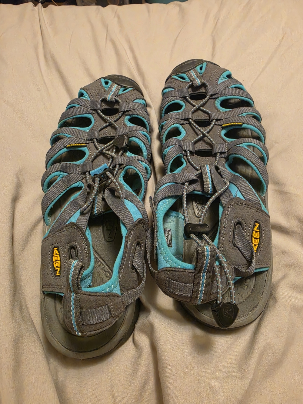 Keen Womens Gray and Teal Closed-Toe Hiking Sandals